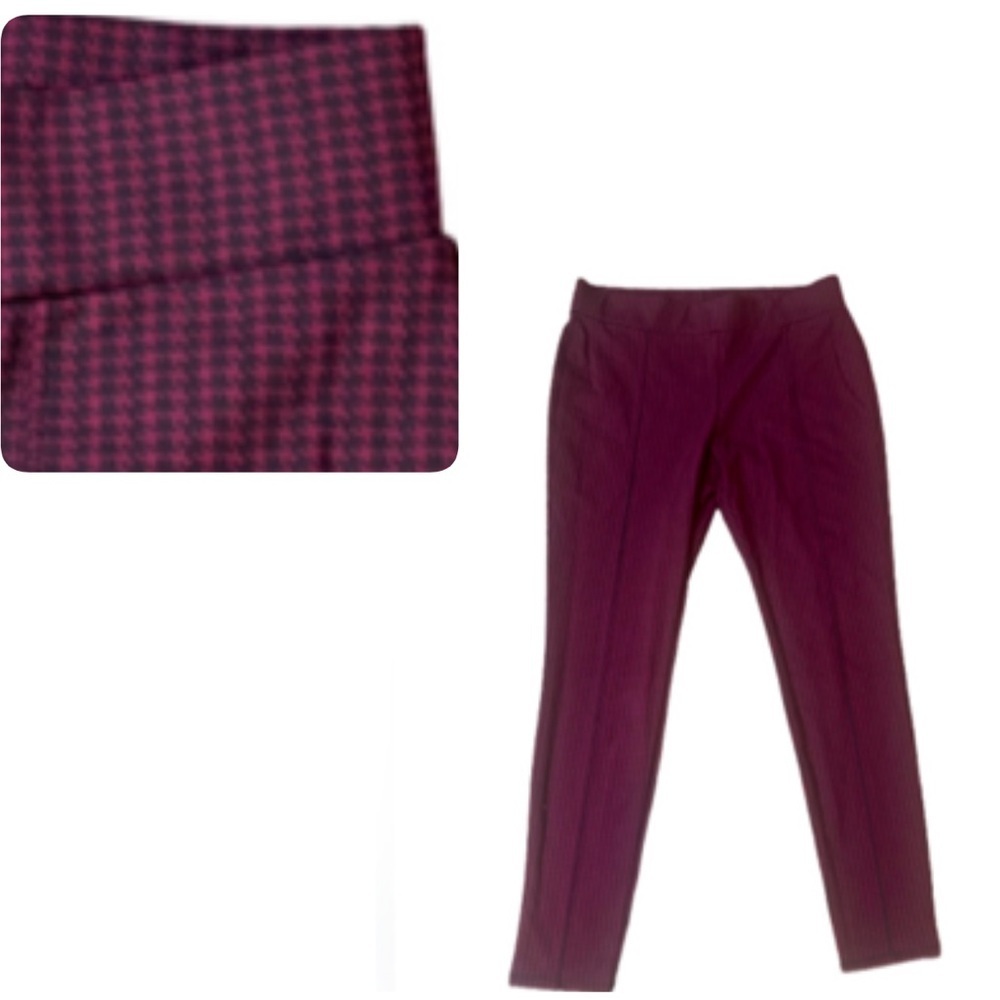 FADED GLORY STRETCH ANKLE PANTS BURGUNDY AND NAVY BLUE HOUNDSTO SIZE‎ 12-14 XL